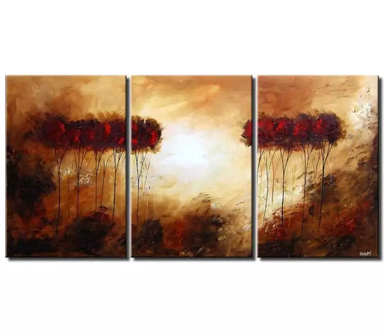 forest painting - big neutral trees art on canvas for living room modern landscape art for living room