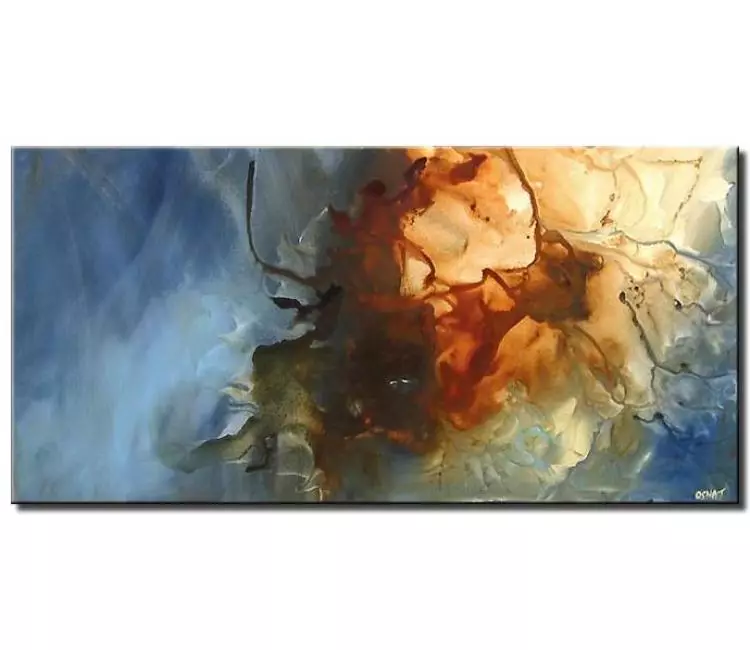fluid painting - beautiful modern abstract art on canvas for living room original contemporary blue wall art