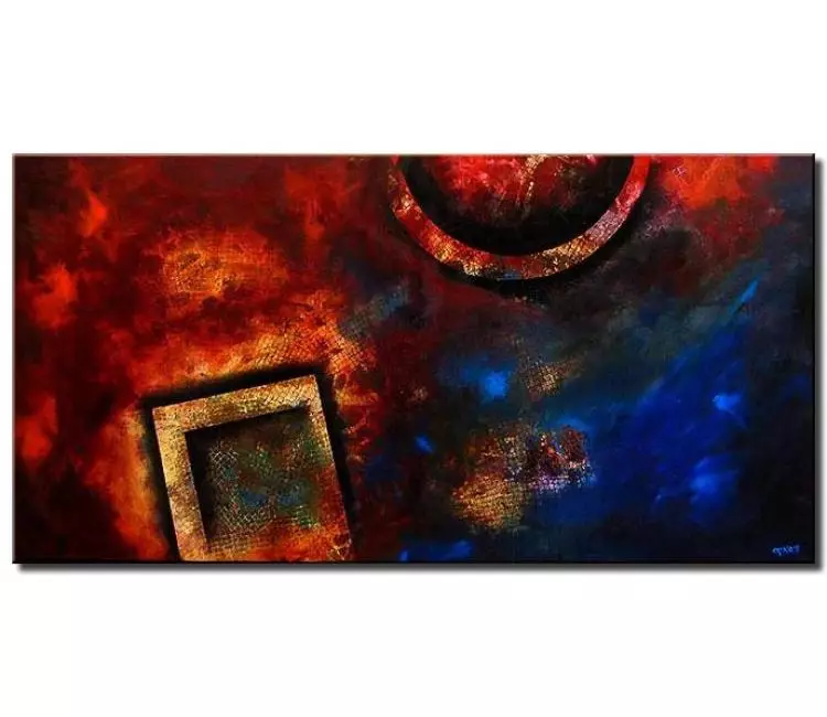 minimalist painting - red blue abstract painting on canvas contemporary living room wall art