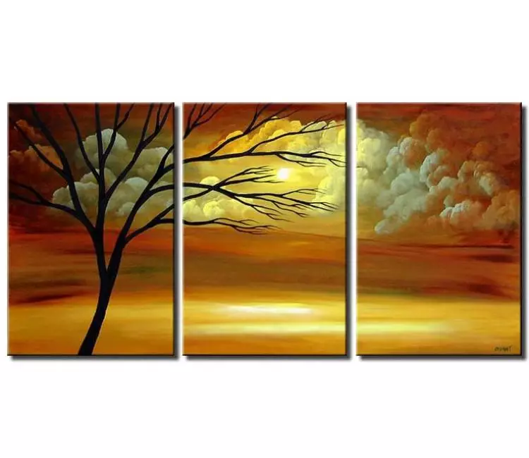 landscape paintings - original modern landscape painting on canvas big tree art for living room in earth tone colors