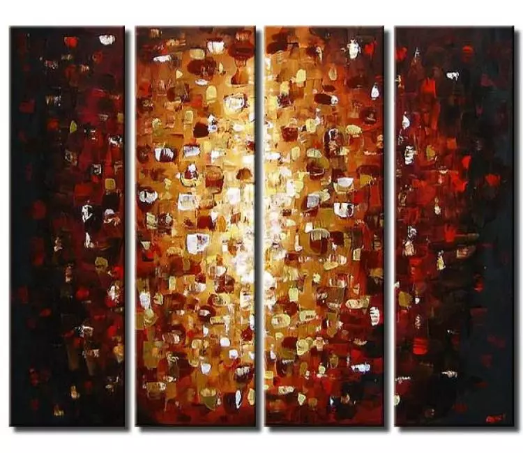 geometric painting - multi panel modern abstract painting on canvas  contemporary beige red living room wall art