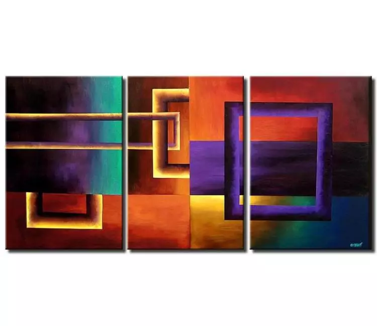 geometric painting - modern colorful geometric abstract art on canvas big art for living room and office