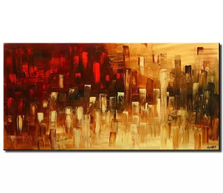 abstract painting - minimalist neutral wall art on canvas modern red beige abstract painting