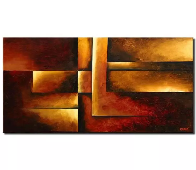 geometric painting - geometric art on canvas modern abstract painting red gold living room dining room office art