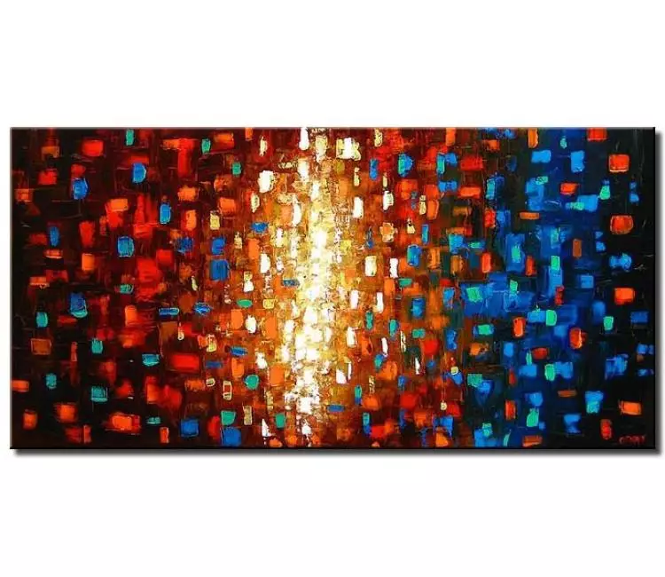 abstract painting - modern abstract art on canvas textured original blue red living room wall art