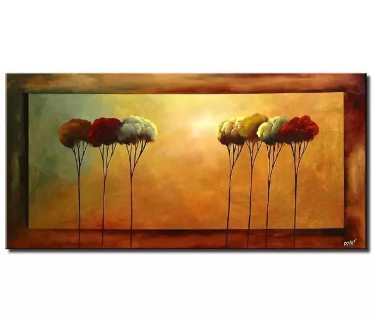 forest painting - modern abstract trees painting on canvas fall colors sunrise painting