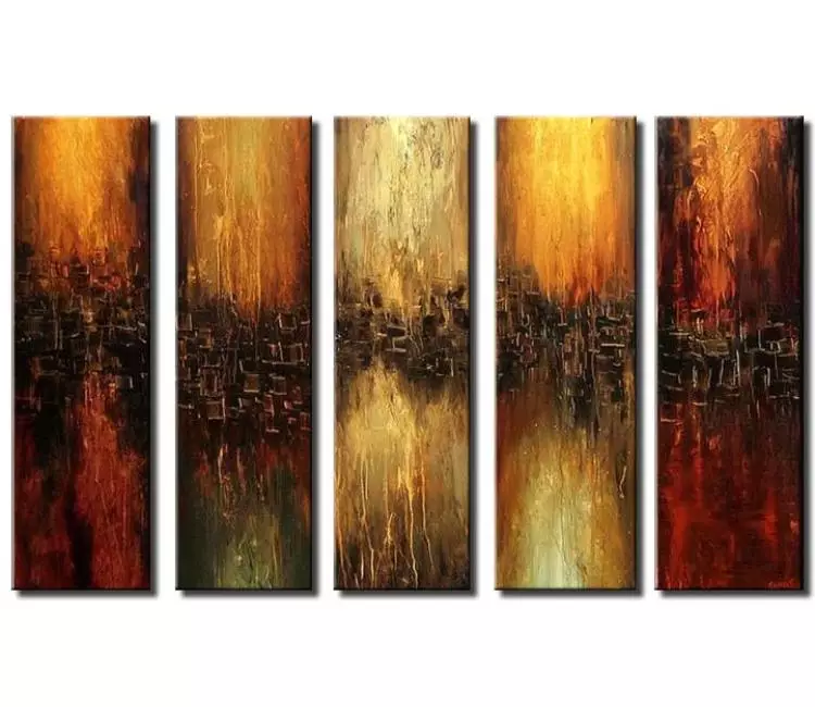 abstract painting - beautiful big modern abstract art on canvas textured multi panel earth tone wall art