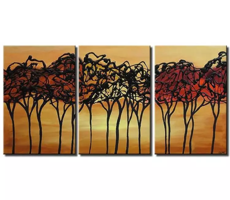 forest painting - modern trees painting on canvas original textured contemporary neutral art for living room