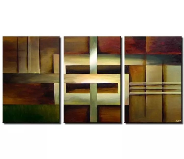 geometric painting - big modern geometric abstract art on canvas beautiful earth tone living room dining room contemporary art