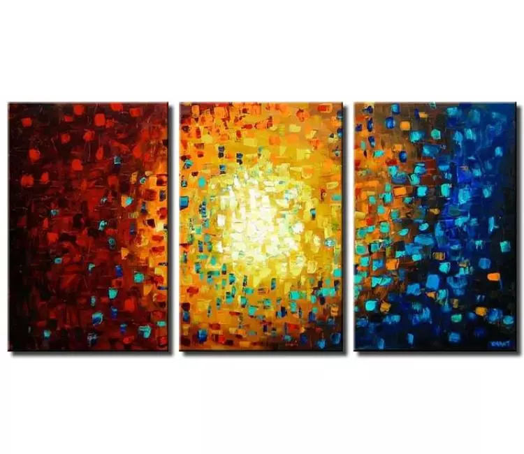 abstract painting - big blue red abstract painting on canvas large modern textured wall art for living room