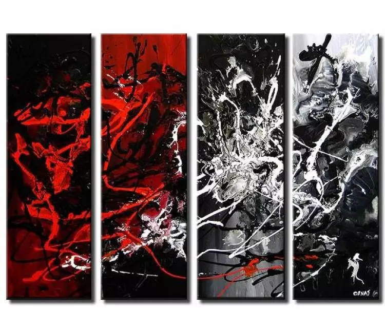 abstract painting - modern minimal abstract painting on canvas big black white red contemporary textured art