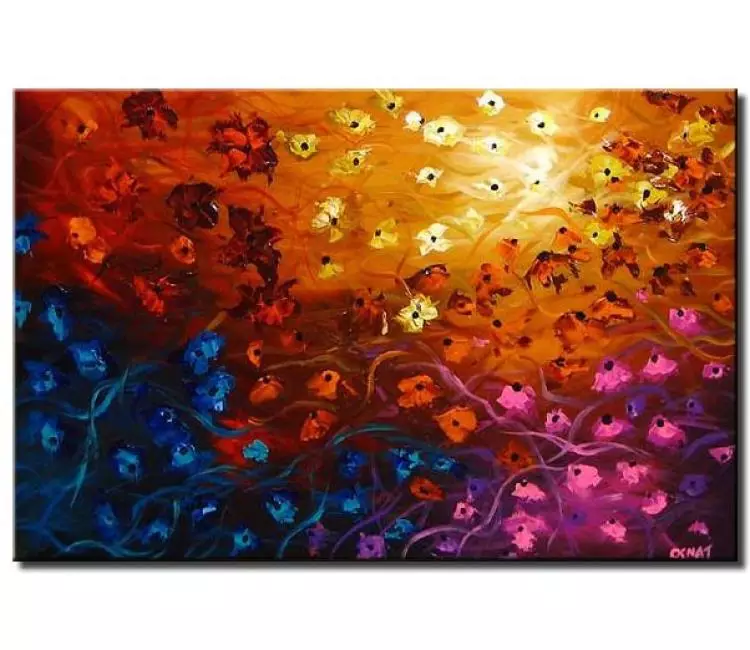 floral painting - colorful original abstract floral painting on canvas modern beautiful textured art