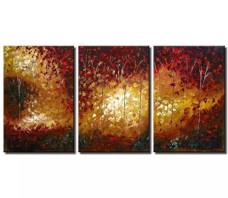 forest painting - big modern abstract forest painting on canvas Fall trees wall art for living room Autumn landscape painting