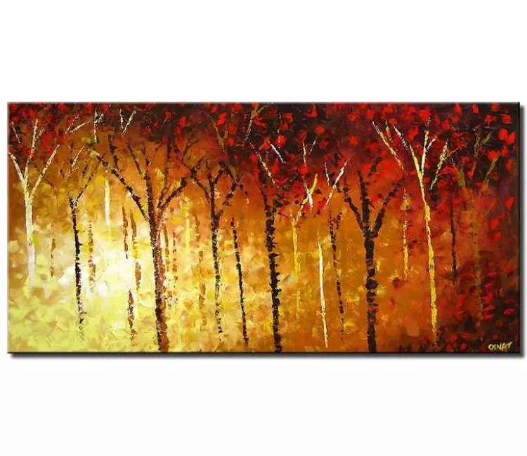 forest painting - modern abstract forest painting on canvas textured trees wall art for living room sunrise landscape painting