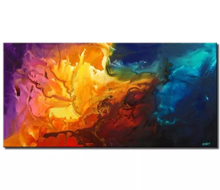 fluid painting - modern colorful abstract painting on canvas beautiful living room office contemporary art