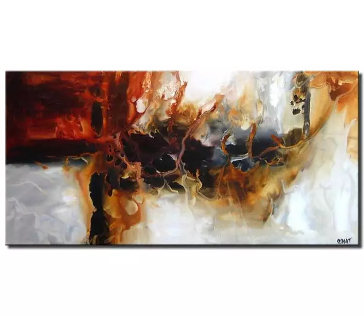 fluid painting - modern abstract painting on canvas beautiful white red living room office contemporary art