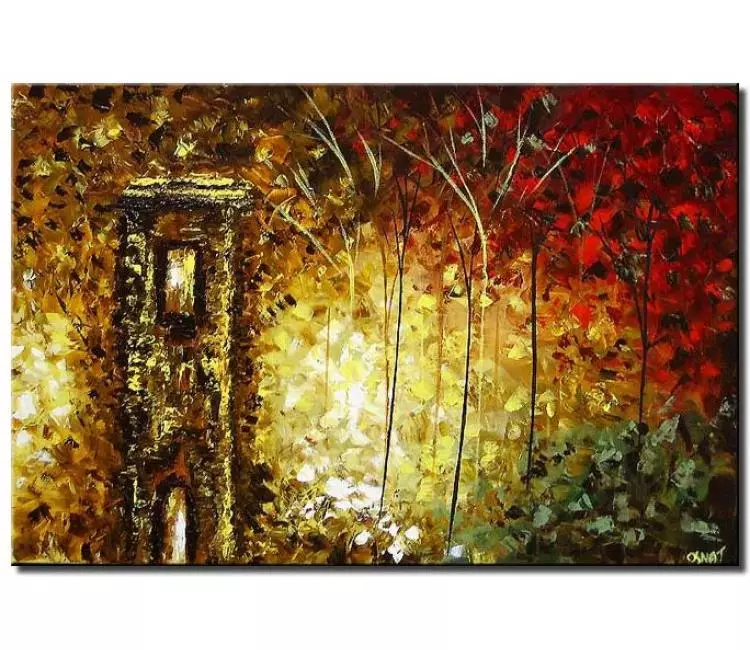 forest painting - modern forest painting on canvas original fall trees art