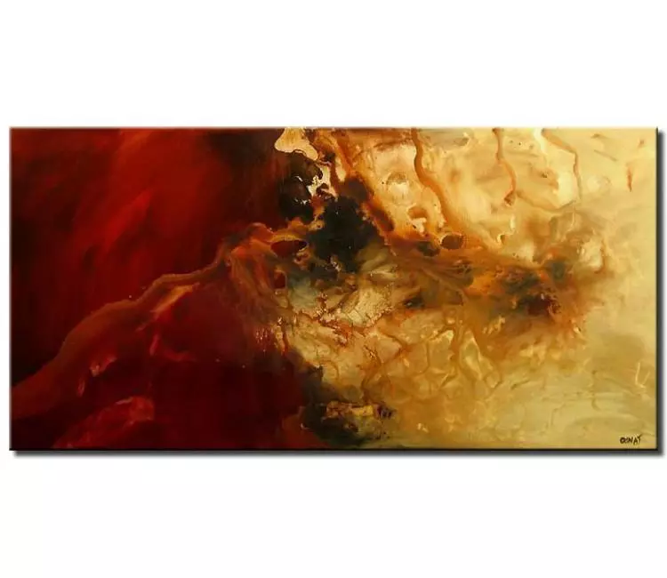 fluid painting - minimalist best abstract art on canvas modern red beige beautiful abstract painting