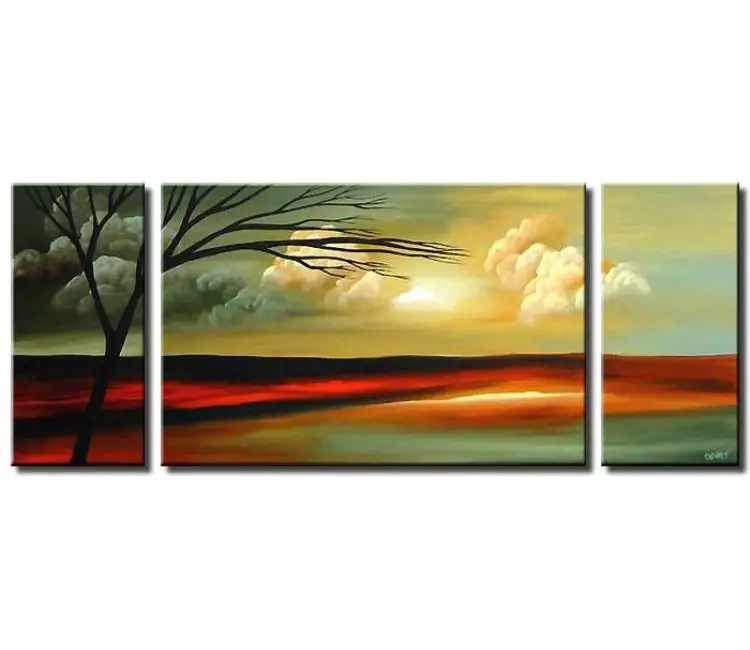 trees painting - big modern landscape tree painting on large canvas green living room calming wall art