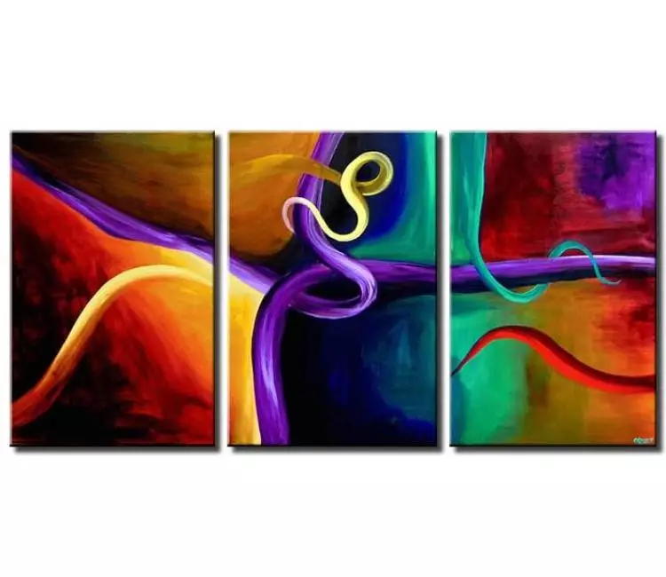abstract painting - big modern colorful abstract painting on canvas original beautiful living room wall art