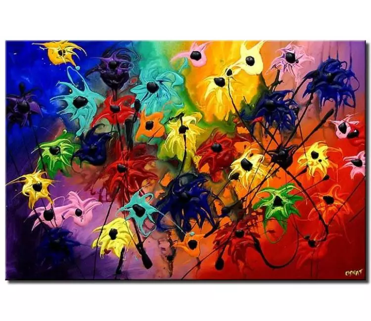 floral painting - modern colorful floral art on canvas original textured vivid colors abstract flowers painting