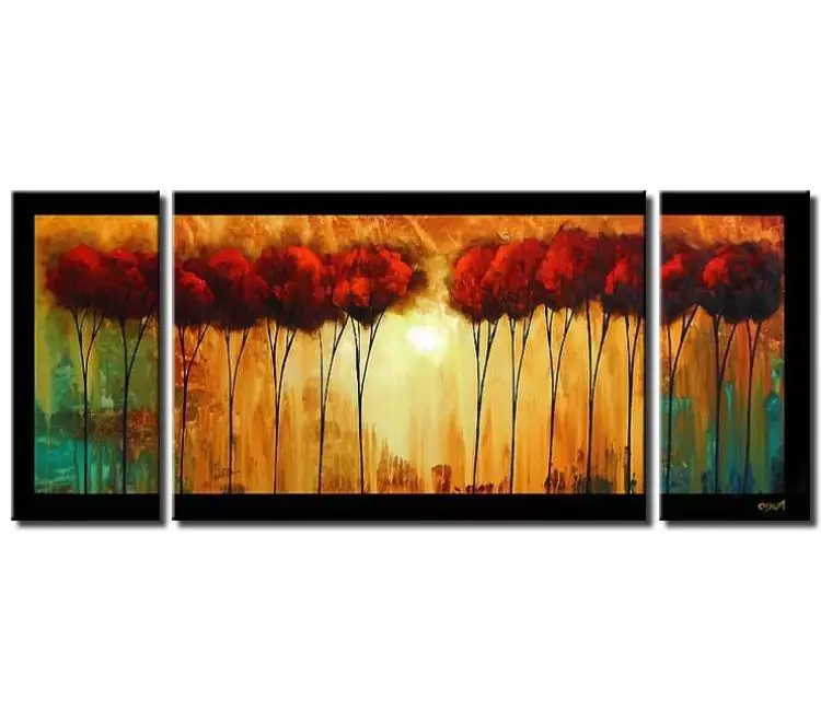 forest painting - big modern abstract trees painting on canvas for living room original large bedroom dining room art