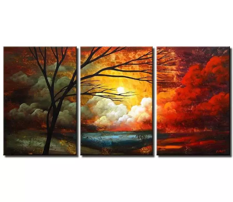 big modern abstract landscape tree painting on canvas large original ...