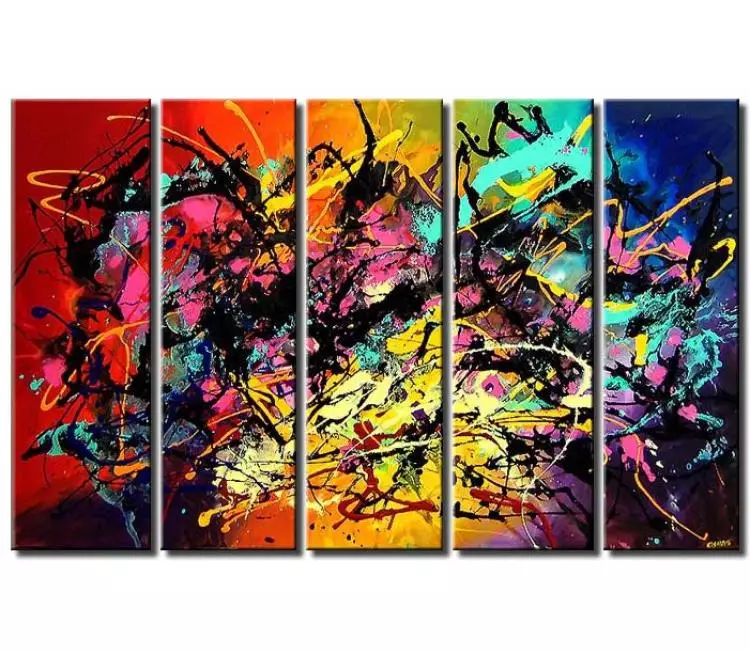 abstract painting - big modern colorful abstract painting on canvas large original textured living room wall art