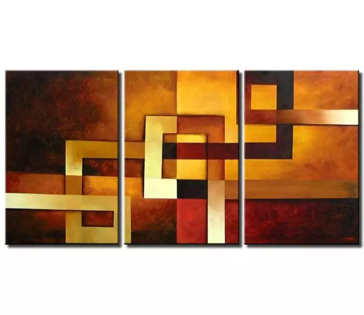 geometric painting - beautiful geometric abstract art on canvas big modern red gold wall painting for living room office art