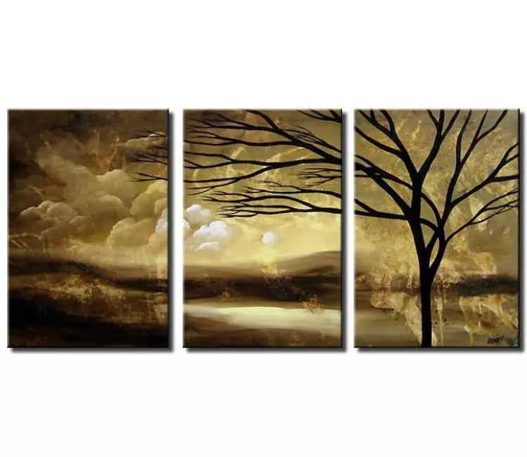 trees painting - big modern abstract landscape painting on canvas original tree art sage green wall art for living room