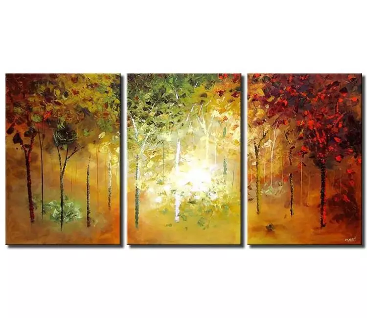 forest painting - big blooming trees forest painting on large canvas modern palette knife textured abstract landscape painting