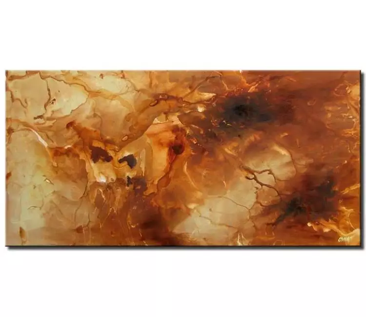 fluid painting - modern beautiful abstract painting on canvas rust orange beige contemporary art