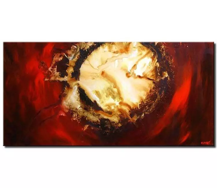 fluid painting - original galaxy abstract painting on canvas red beige planet space art modern wall art birth of a star