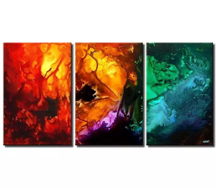 fluid painting - modern colorful abstract painting large big canvas art for  big walls beautiful living room art