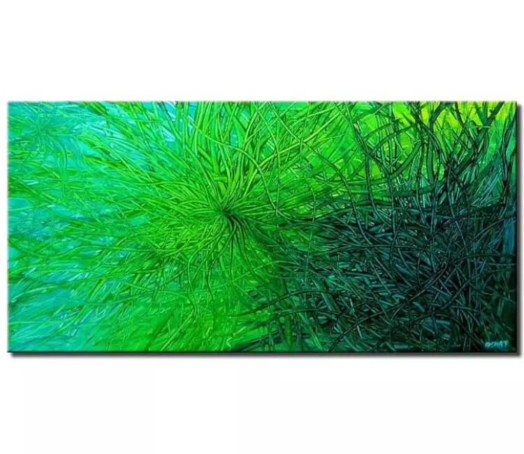 abstract painting - apple green modern abstract painting on canvas original bright green wall art