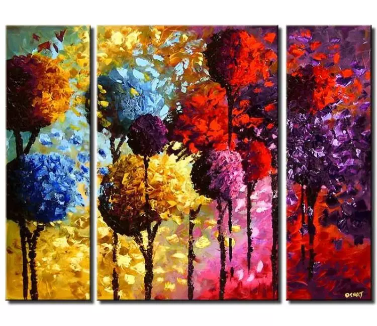 forest painting - modern colorful abstract forest painting on canvas big original textured landscape trees painting for living room
