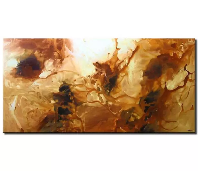 fluid painting - modern neutral wall art on canvas original abstract painting beige brown colors for living room