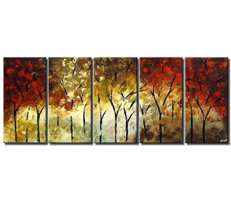 forest painting - big autumn forest painting on canvas modern textured large trees landscape art for living room