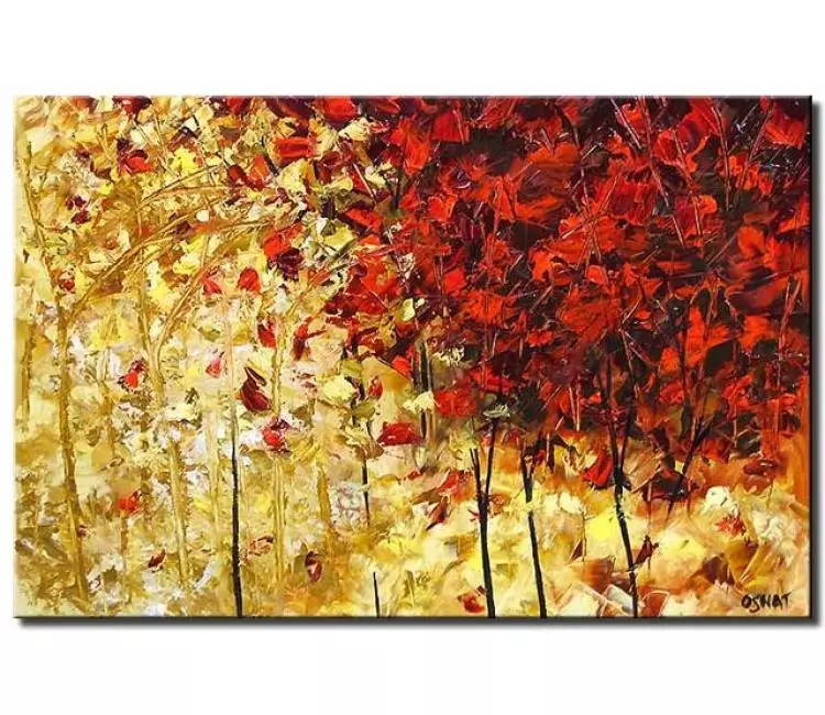 forest painting - textured abstract trees art on canvas original modern palette knife large neutral  wall art for living room