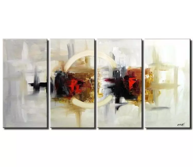 abstract painting - big modern white wall art on canvas original large geometric contemporary art for living room