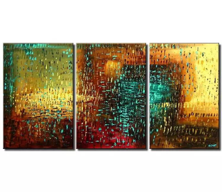 abstract painting - big modern turquoise yellow rust wall art on canvas original large contemporary art for living room