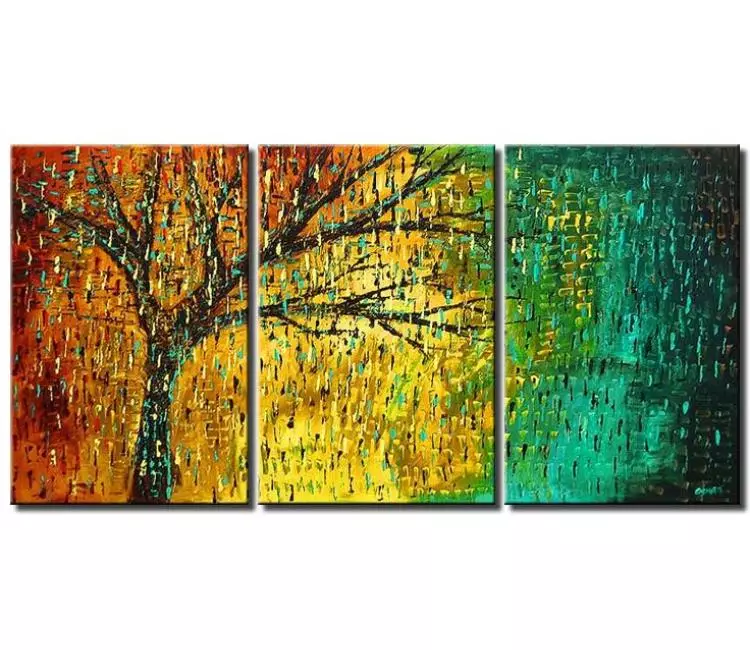 landscape paintings - big textured abstract tree art on canvas original modern palette knife large textured turquoise art for living room