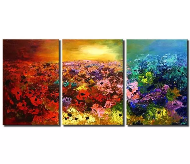 floral painting - big colorful flowers painting on canvas modern textured palette knife floral large art