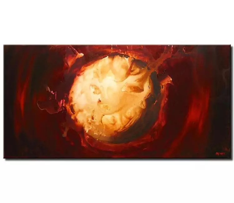 cosmos painting - modern planet space art on canvas big red beige simple galaxy abstract painting