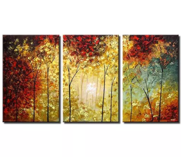 forest painting - big textured forest landscape canvas painting original modern palette knife large trees art