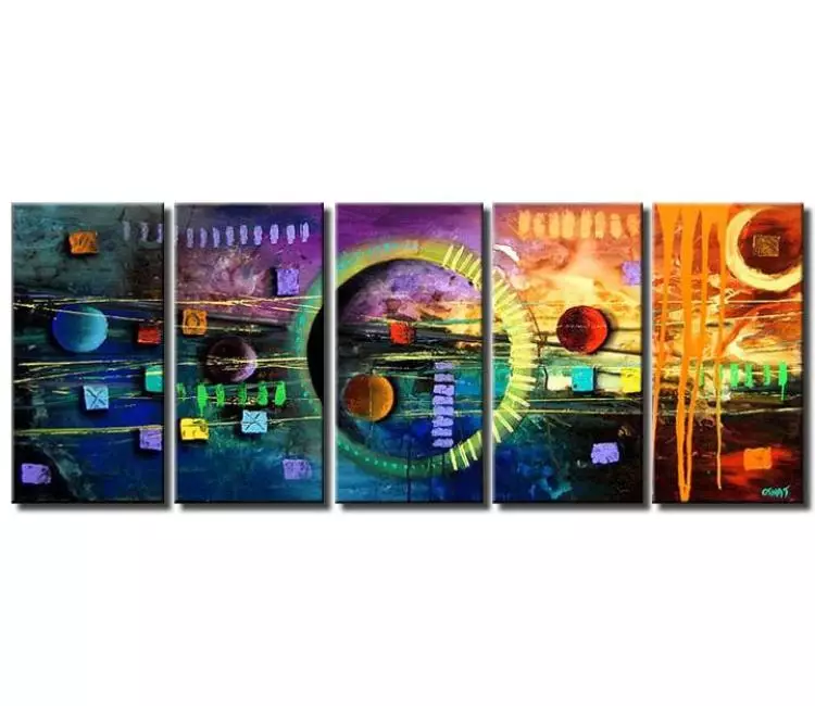 cosmos painting - big abstract painting for billiard game room modern colorful wall art