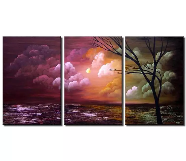 trees painting - large abstract landscape painting on canvas big modern colorful tree clouds art