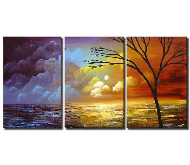 landscape paintings - big colorful landscape painting on canvas modern large textured tree painting for living room