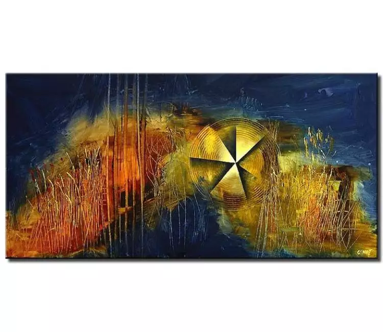 abstract painting - blue yellow orange abstract painting on canvas modern geometric art