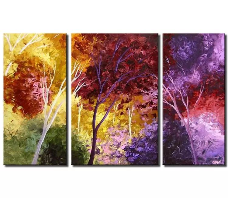 forest painting - big colorful forest landscape painting on canvas modern large textured trees art for living room